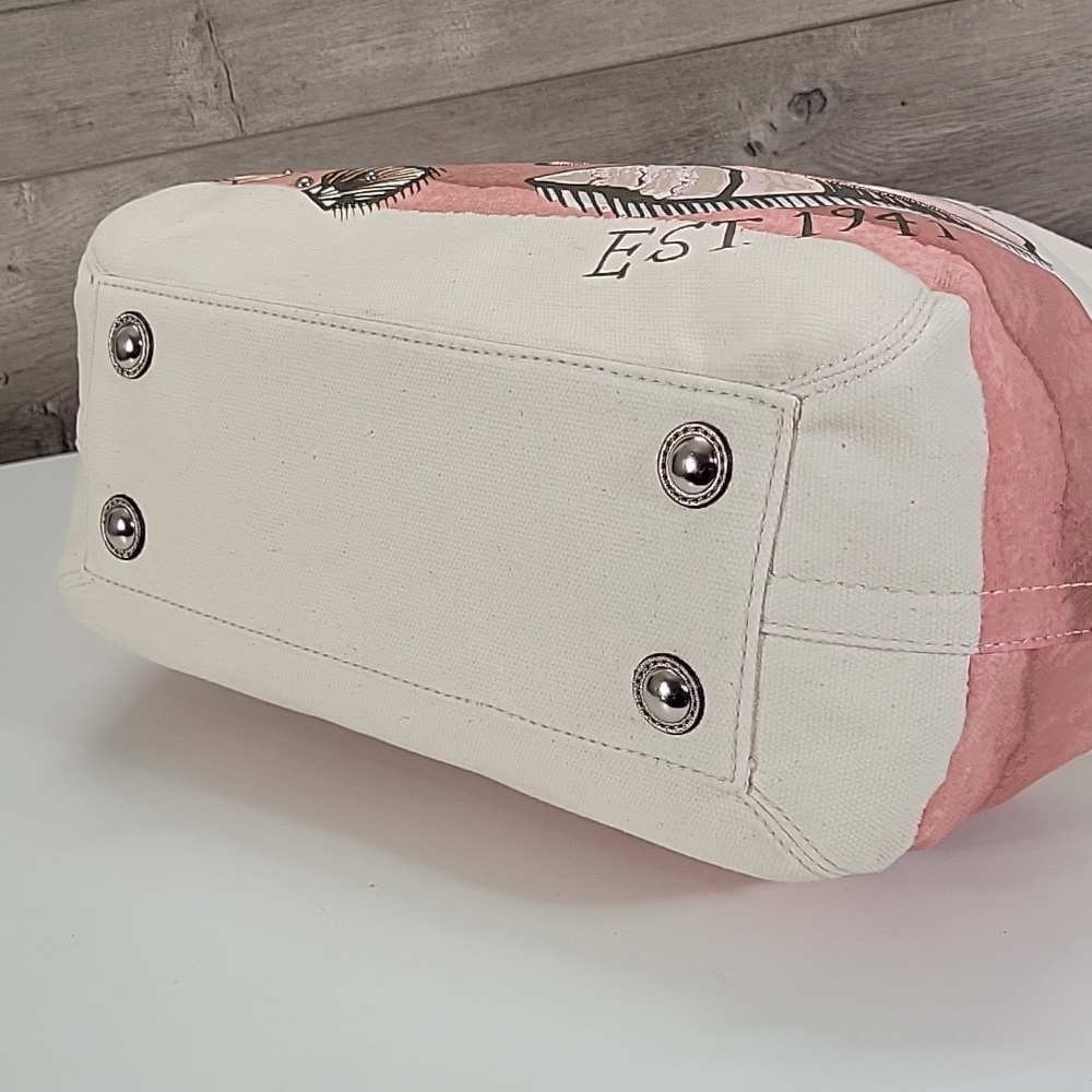 Coach Canvas Tote with Pink Stripe and Seashell Motif Tote Shoulder Bag F19273 - Picture 8 of 16